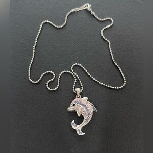 Silvertone Dolphin Pendant on 16” Chain w/ Lobster Claw Clasp